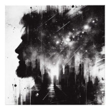 Abstraktes Double Exposure Portrait mit Starry Sky