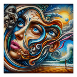 Abstraktes Dreamscape Ozean Ruhe und kosmisches Wu Poster
