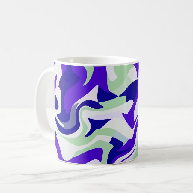 Abstraktes Drehmuster in Coolen Farbtönen Kaffeetasse (Vorderseite Links)
