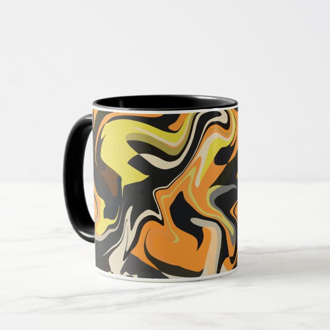 Abstraktes Drehmuster in Erdtönen Tasse (Vorderseite Links)