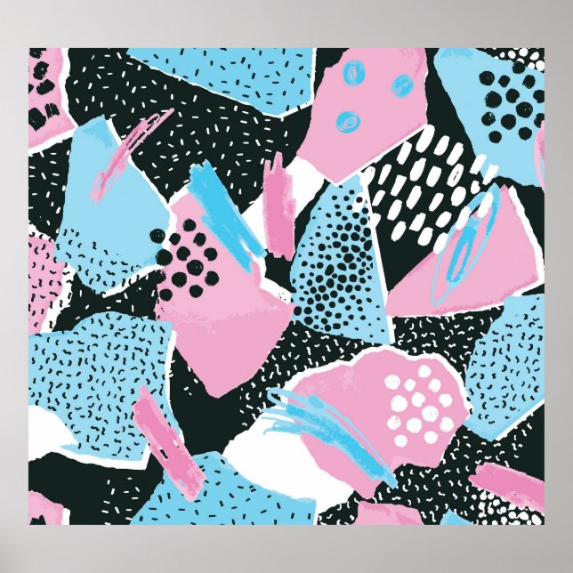 Abstraktes Drehpapier, Retro Collage. Poster (Vorne)