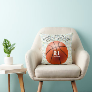Abstraktes Dreieck Basketball Jungen Geburt Rekord Kissen