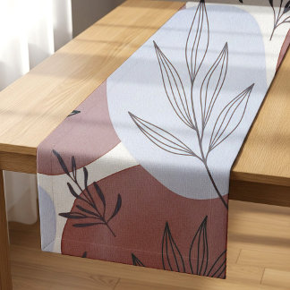 Abstraktes Dusty Rose und Sage Grün Botanisches Mu Kurzer Tischläufer