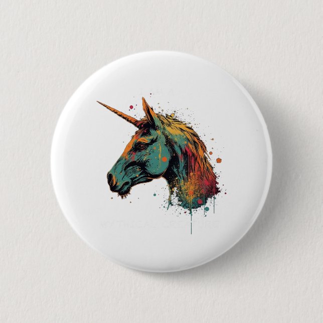 Abstraktes Einhorn Button (Vorderseite)