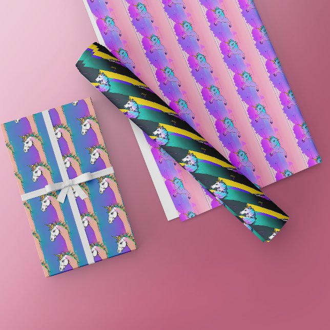 Abstraktes Einhorn-Geschenk-Wrap - Einzigartiges K Geschenkpapier Set (Von Creator hochgeladen)