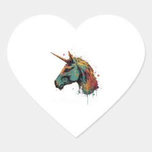 Abstraktes Einhorn Herz-Aufkleber