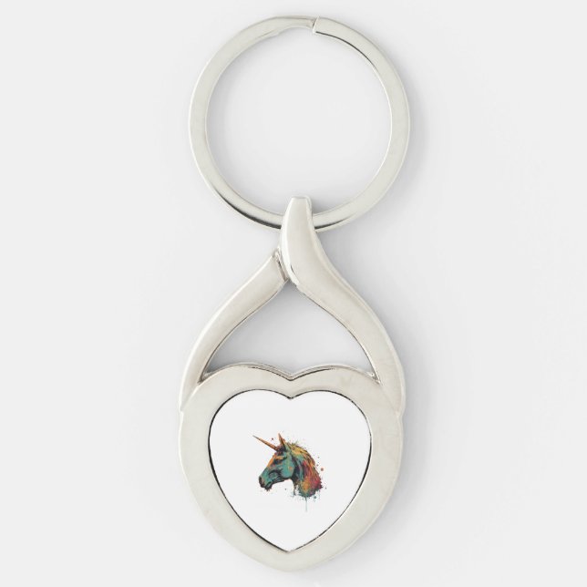 Abstraktes Einhorn Schlüsselanhänger (Vorderseite)