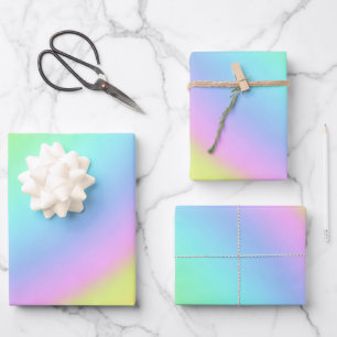 Abstraktes Einicorn Vibes Pastel Rainbow Art Geschenkpapier Set