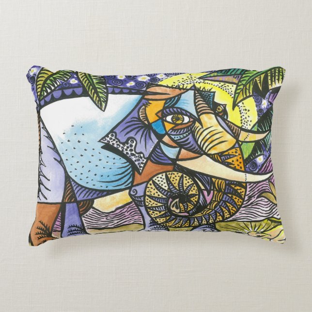 Abstraktes Elefantakzentkissen Dekokissen (Vorderseite)