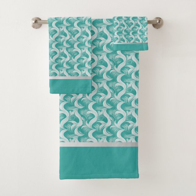Abstraktes Elegantes Aqua Handtuch Set (Insitu)