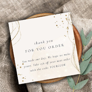 Abstraktes Elfenbeingold Danke für die Ermäßigung  Quadratische Visitenkarte