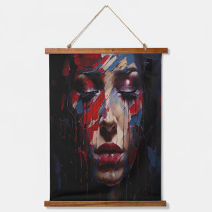 Abstraktes emotionales Portrait Expressionistische Wandteppich Mit Holzrahmen