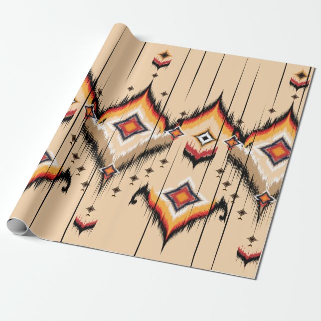 Abstraktes, ethnisch geometrisches Musterdesign, i Geschenkpapier (Ungerollt)