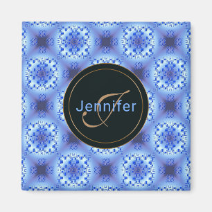 abstraktes ethnisches geometrisches blaues magnet