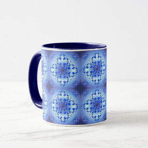 Abstraktes ethnisches geometrisches blaues Muster Tasse