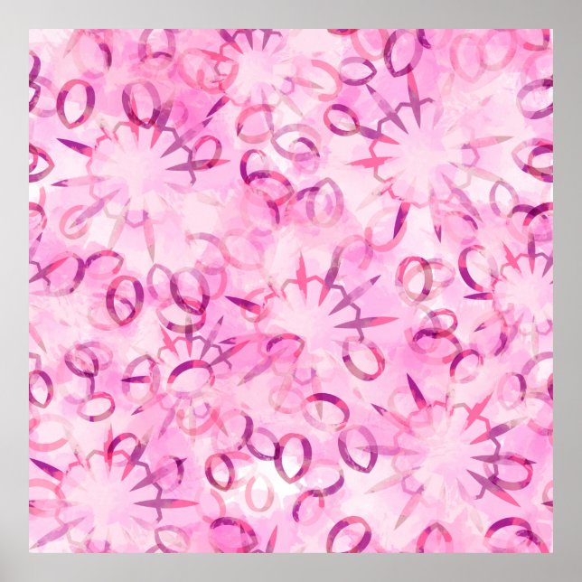 Abstraktes ethnisches Muster. Aquarellfarben-Backg Poster (Vorne)