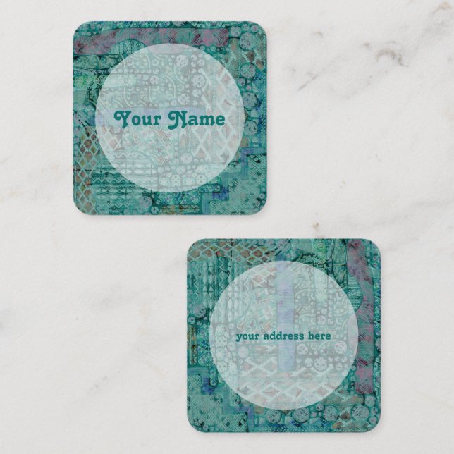 Abstraktes Ethno-Muster - Folklore Artikel 2 Quadratische Visitenkarte (Vorne/Hinten)