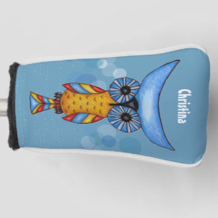 Abstraktes Eule Blau Kopf Golf Headcover
