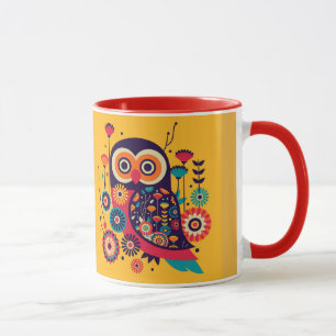 Abstraktes Eule-Design in lebendiger Farbe Tasse