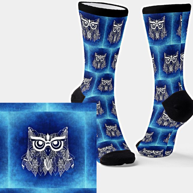 Abstraktes Eule in Blau Socken (Von Creator hochgeladen)