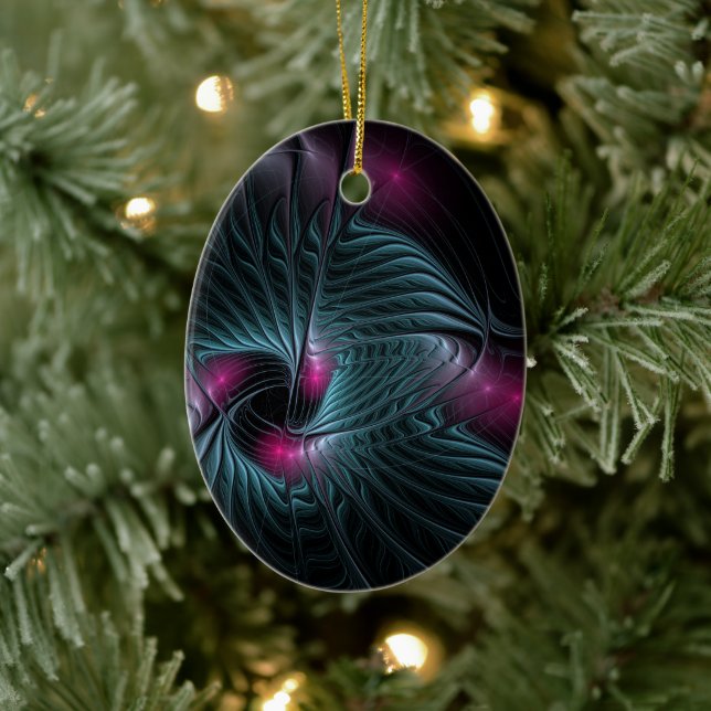 Abstraktes Fantasy-Fraktal  Keramik Ornament (Baum)