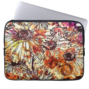 Abstraktes Farbauftrag-Sonnenblumenmuster Laptopschutzhülle