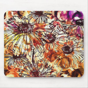 Abstraktes Farbauftrag-Sonnenblumenmuster Mousepad