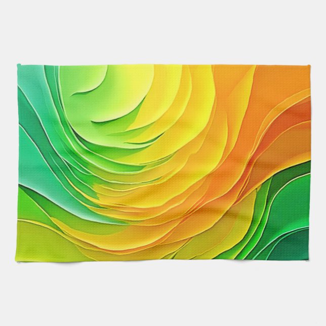 Abstraktes Farbenergie-Fluss-Design Geschirrtuch (Horizontal)