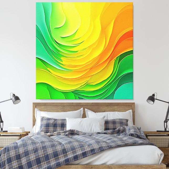 Abstraktes Farbenergie-Flussdesign Leinwanddruck (Insitu (Schlafzimmer))