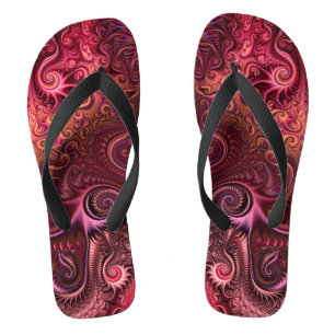 Abstraktes, farbenfroh Burgund-Carmine-Spiralmuste Flip Flops