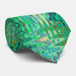 Abstraktes, farbenfroh grünes Mosaik Retro Krawatte