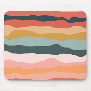 Abstraktes farbenfrohes erdige Korallenstreifenmus Mousepad