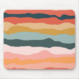 Abstraktes farbenfrohes erdige Korallenstreifenmus Mousepad