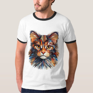 Abstraktes farbenfrohes Katzengesicht T-Shirt | Kü
