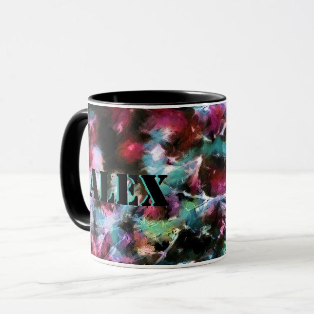 Abstraktes, farbenfrohes Muster, hell, elegant Tasse (Vorderseite Links)
