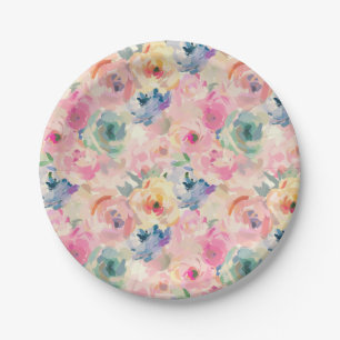 Abstraktes farbenfrohes Pastell-Blumen-Blumenmuste Pappteller
