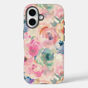 Abstraktes farbenfrohes Pastell-Blumenmuster iPhone 16 Hülle