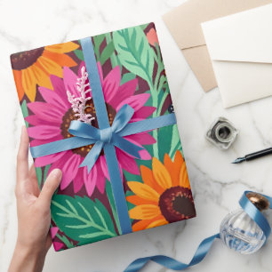 Abstraktes farbenfrohes Sonnenblumen-Geschenkpapie Geschenkpapier