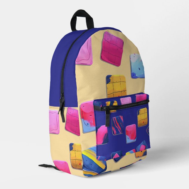 Abstraktes Farbenmuster Bedruckter Rucksack (Rückseitige Ecke links)