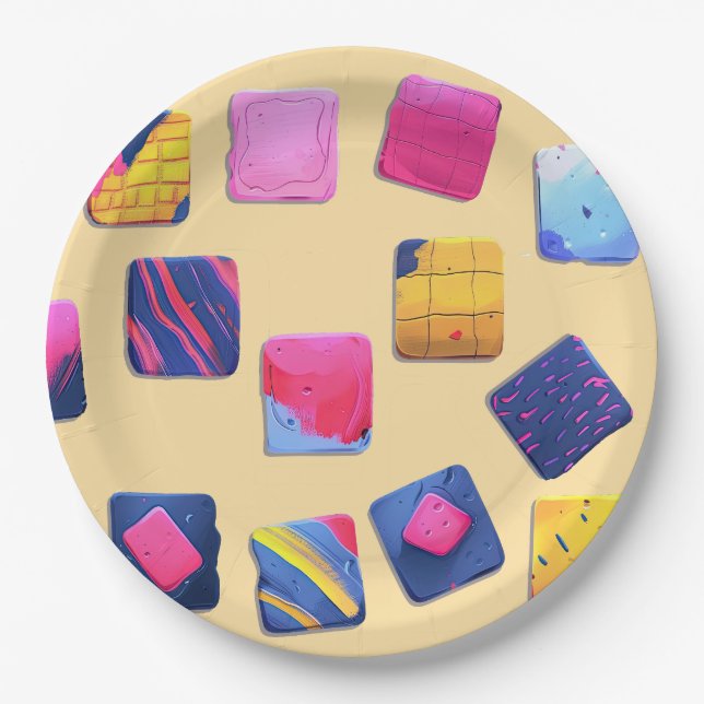 Abstraktes Farbenmuster Pappteller (Vorderseite)