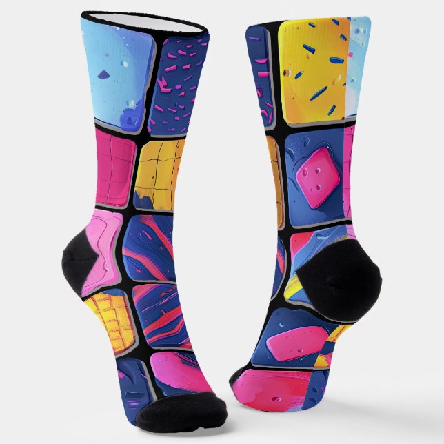 Abstraktes Farbenmuster Socken (Gewinkelt)