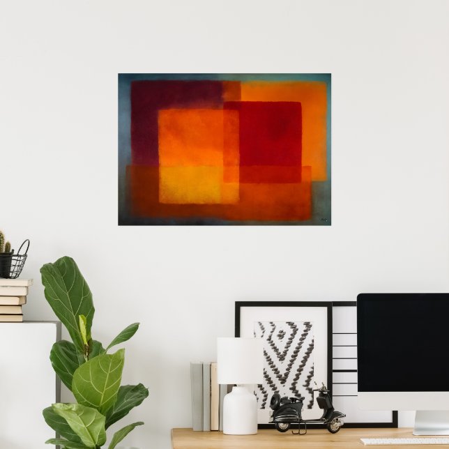 Abstraktes Farbflächenbild 'Himmlisches Zen - Karm Poster (Heimbüro)