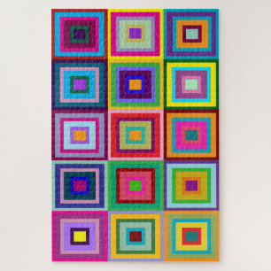 Abstraktes Farbige Patchworkmuster-Puzzle Puzzle