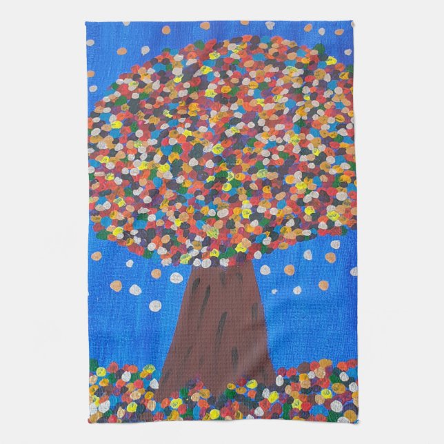 Abstraktes Farbiges Baumhandtuch Geschirrtuch (Vertikal)