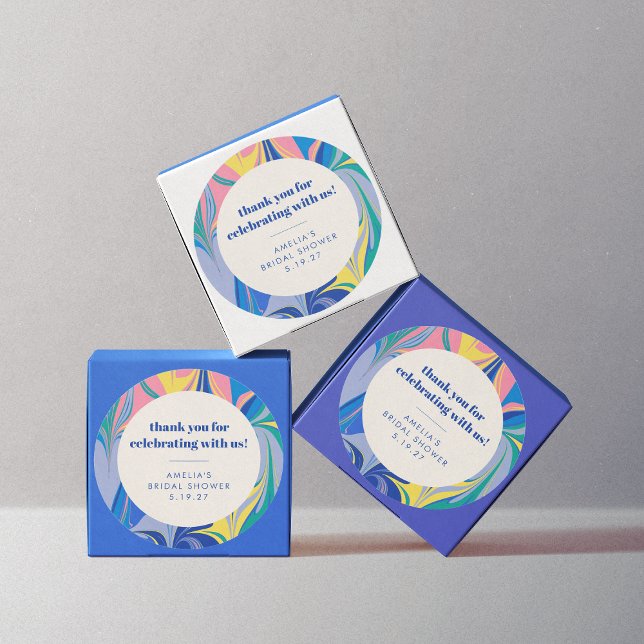 Abstraktes farbiges Brautparty Vielen Dank Runder Aufkleber (Von Creator hochgeladen)