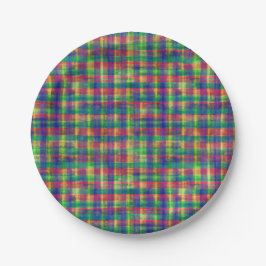 Abstraktes, farbiges, Kariertes Muster Pappteller