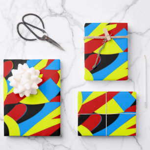 Abstraktes Farbmuster Geschenkpapier Set