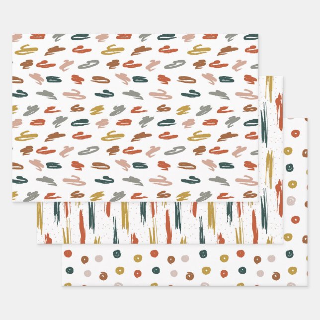 Abstraktes Farbmuster Geschenkpapier Set (Set)