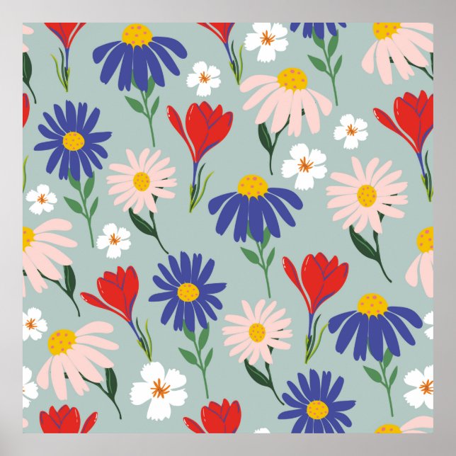 Abstraktes Federnahtloses Muster mit farbenfrohen  Poster (Vorne)