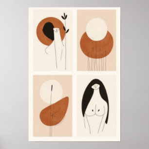 Abstraktes feminines Galeriewand-Kunstset Modern Poster